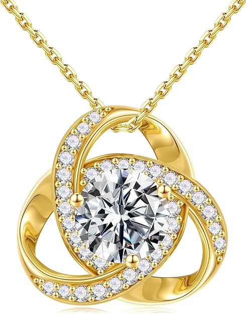 Love Knot Moissanite Necklace for Women Anniversary Birthday Gifts for Women Wife Mom Girlfriend Jewelry Gifts