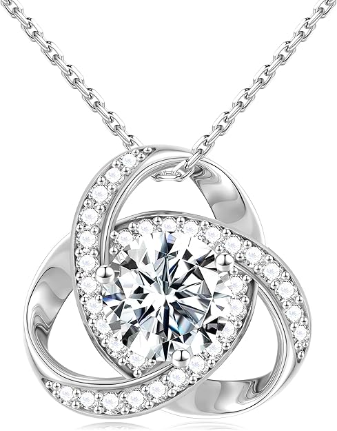 Love Knot Moissanite Necklace for Women Anniversary Birthday Gifts for Women Wife Mom Girlfriend Jewelry Gifts