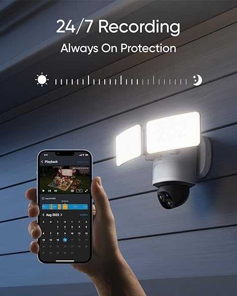eufy Security Camera Floodlight Camera E340 Wired, Security Camera Outdoor, 360° PTZ, 24/7 Recording, 2.4G/5G Wi-Fi, 2000 LM, Motion Detection, Built-In Siren, Dual Cam, HB3 Compatible, No Monthly Fee